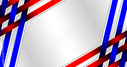 Abstract geometric background with intersecting red and blue lines on a white background.