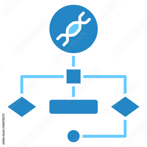 Genetic Algorithm dual tone blue color icon. use for modern concept, print, UI, UX kit, web and app development. Vector EPS 10, related to artificial intelligence, technology theme.