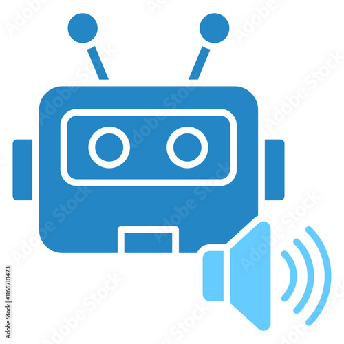 Speech Recognition dual tone blue color icon. use for modern concept, print, UI, UX kit, web and app development. Vector EPS 10, related to artificial intelligence, technology theme.