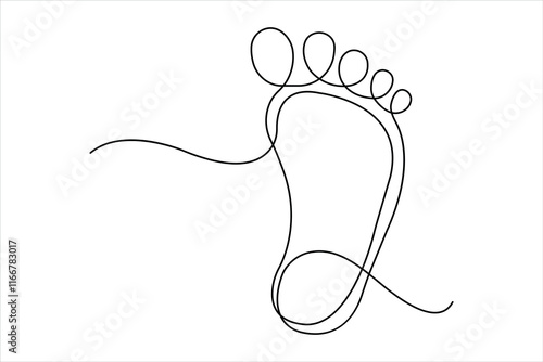 Continuous single line drawing of human footprint. Human footprint one line icon, Vector illustration