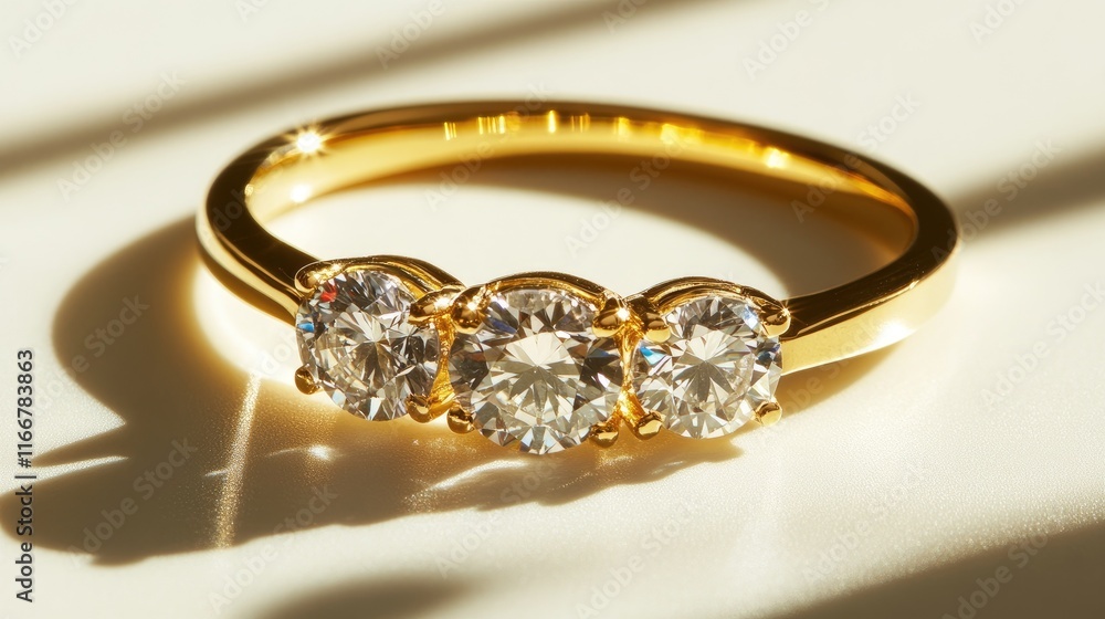 Elegant Three-Stone Engagement Ring with Brilliant Diamonds Elegant Three-Stone Engagement Ring with Brilliant Diamonds