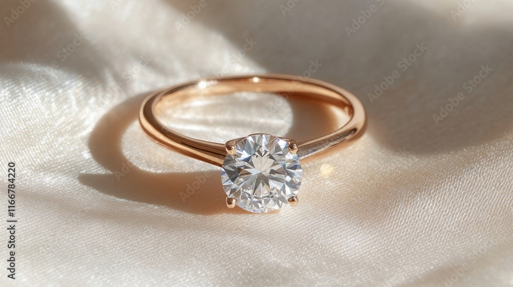 Elegant rose gold engagement ring with sparkling diamond centerpiece Elegant rose gold engagement ring with sparkling diamond centerpiece