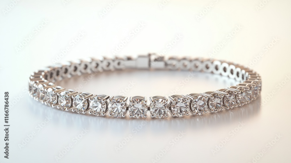 Elegant Diamond Bracelet on Light Background with Sparkling Stones Elegant Diamond Bracelet on Light Background with Sparkling Stones