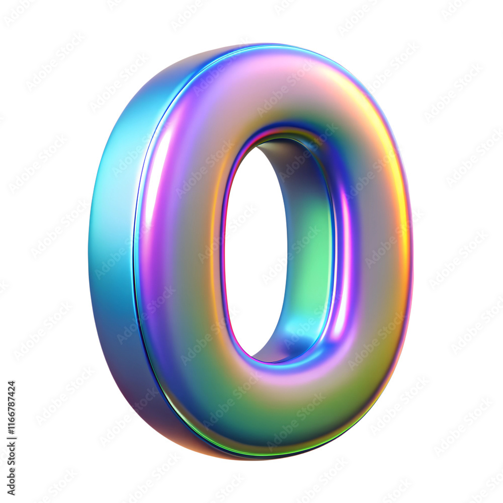 3D holographic digit isolated on background. Iridescent number for holidays, special dates and birthdays 3D holographic digit isolated on background. Iridescent number for holidays, special dates and birthdays