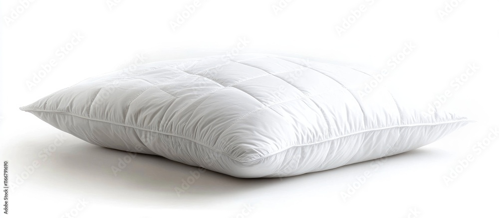 Cozy white pillow accentuating a stylishly made bed in a contemporary bedroom interior design setting Cozy white pillow accentuating a stylishly made bed in a contemporary bedroom interior design setting