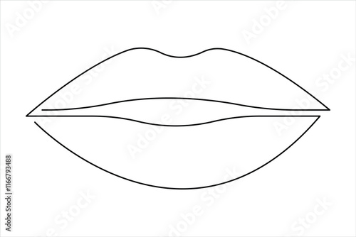 Woman lips continuous one line art drawing of outline vector illustration