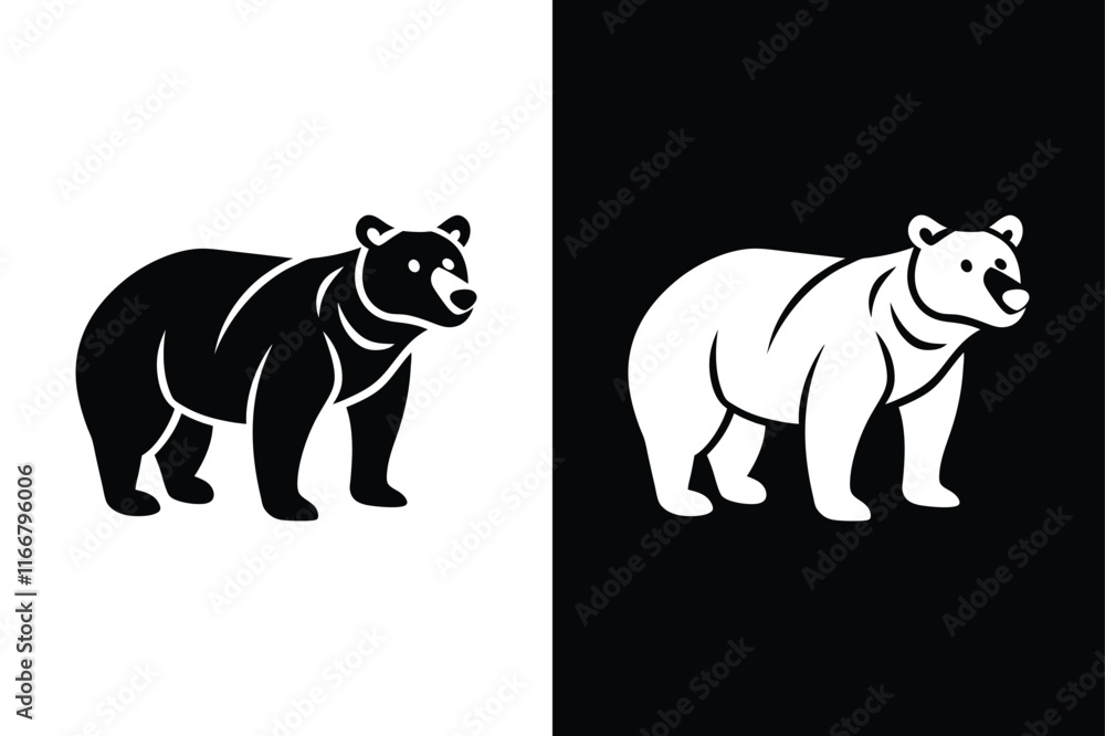 Obraz premium Bear icon vector on White Background ,Vector Art Illustration on white background.