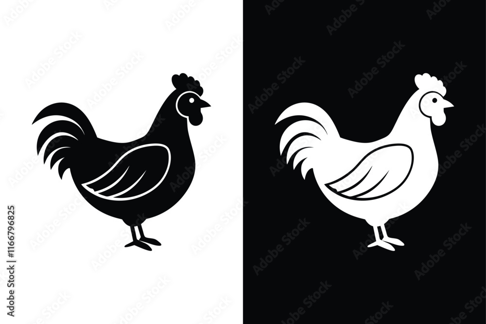 Chicken icon vector on White Background ,Vector Art Illustration on white background. Chicken icon vector on White Background ,Vector Art Illustration on white background.
