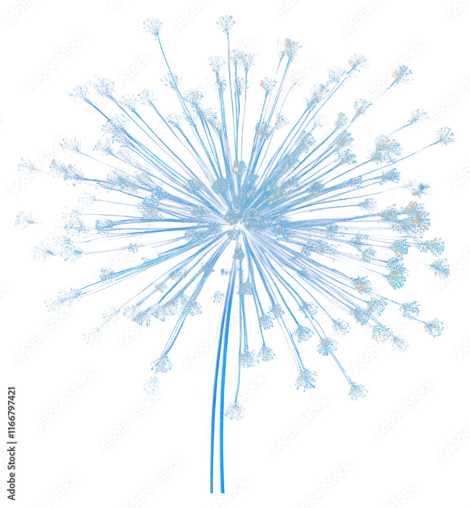 Obraz premium PNG Blue fireworks background dandelion chandelier.