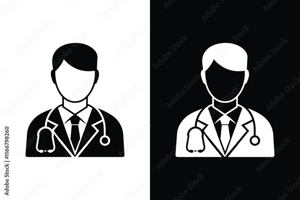 Doctor icon vector on White Background ,Vector Art Illustration on white background. Doctor icon vector on White Background ,Vector Art Illustration on white background.
