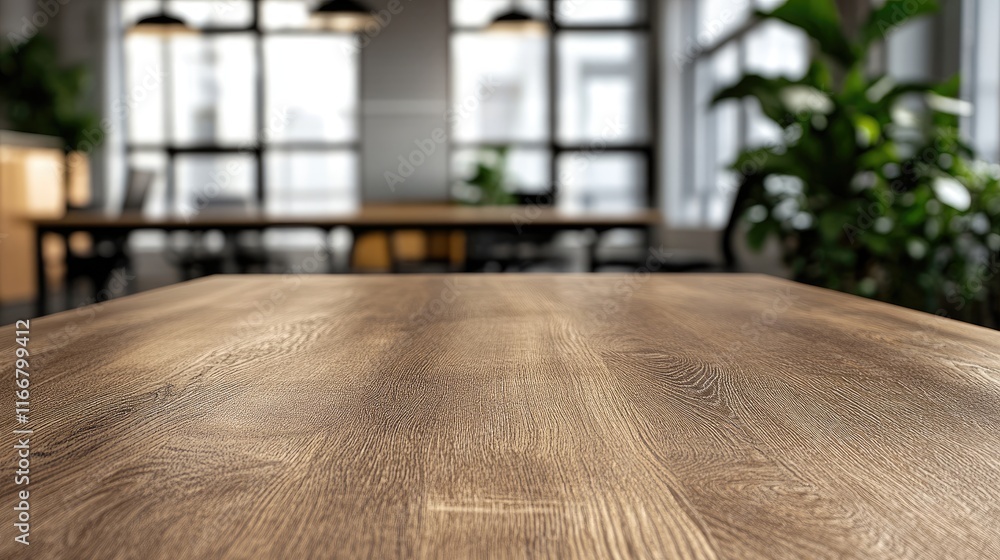 Wooden Table with Blurred Office Background Ideal for Product Display and Advertising Space Wooden Table with Blurred Office Background Ideal for Product Display and Advertising Space