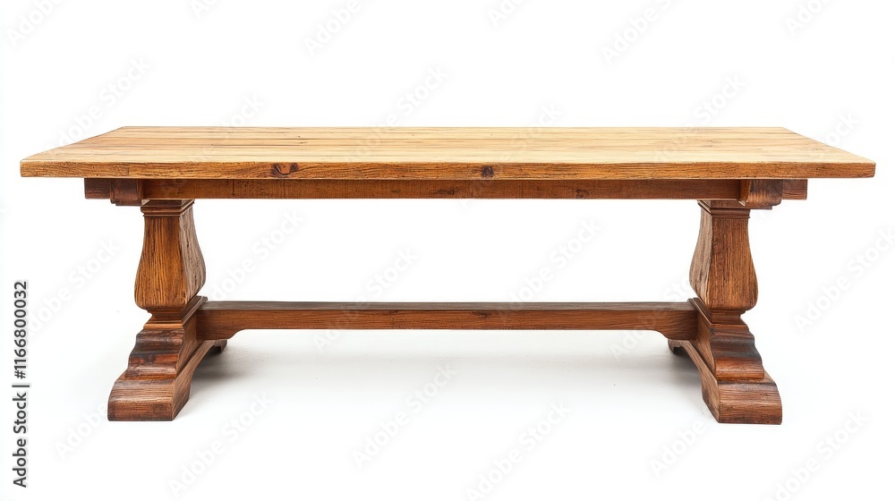 Rustic Empty Wooden Table Isolated on White Background for Interior Design or Decoration Concepts