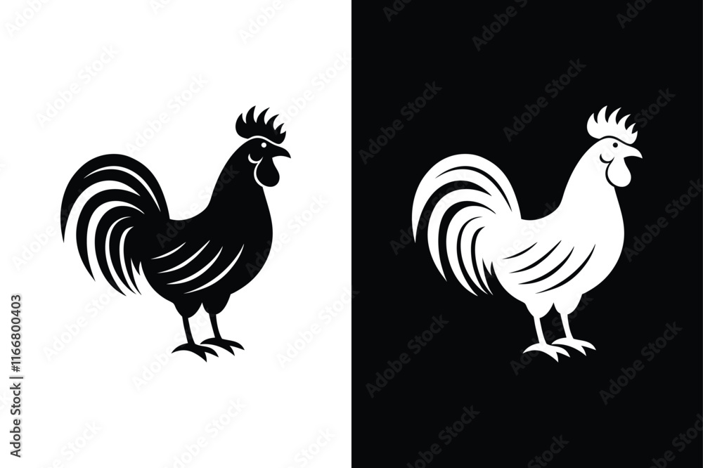 Rooster icon vector on White Background ,Vector Art Illustration on white background. Rooster icon vector on White Background ,Vector Art Illustration on white background.