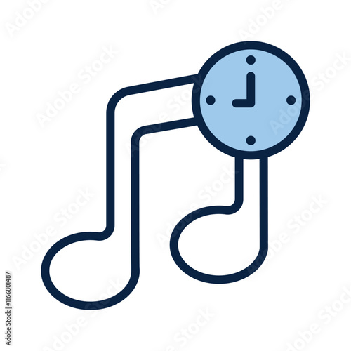 Musical note and clock symbolizing time dedicated to music