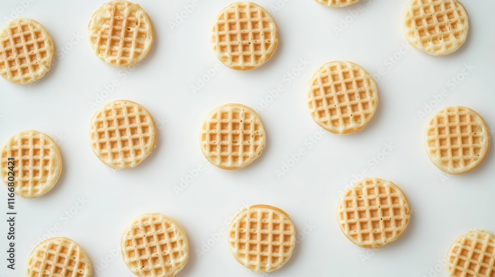 freshly made round waffles arranged neatly on a clean white background for culinary or food-related purposes freshly made round waffles arranged neatly on a clean white background for culinary or food-related purposes