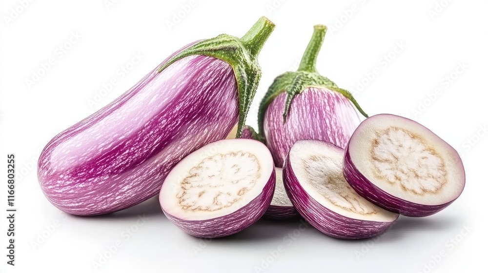 custom made wallpaper toronto digitalFresh and Sliced Purple Eggplant on White Background Healthy Organic Vegetable Culinary Ingredient