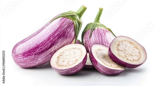 Wallpaper Mural Fresh and Sliced Purple Eggplant on White Background Healthy Organic Vegetable Culinary Ingredient Torontodigital.ca
