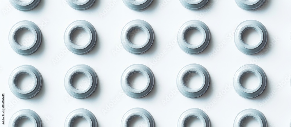 Gray eyelets neatly organized on a clean white background perfect for fashion design and textile applications showcasing craftsmanship. Gray eyelets neatly organized on a clean white background perfect for fashion design and textile applications showcasing craftsmanship.