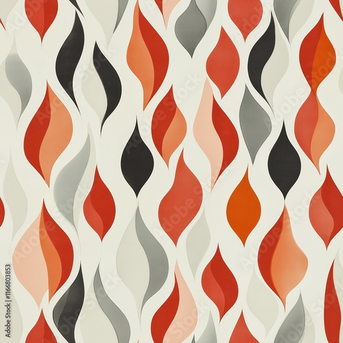 A Seamless Pattern of Flame Shaped Shapes in Shades of Red
