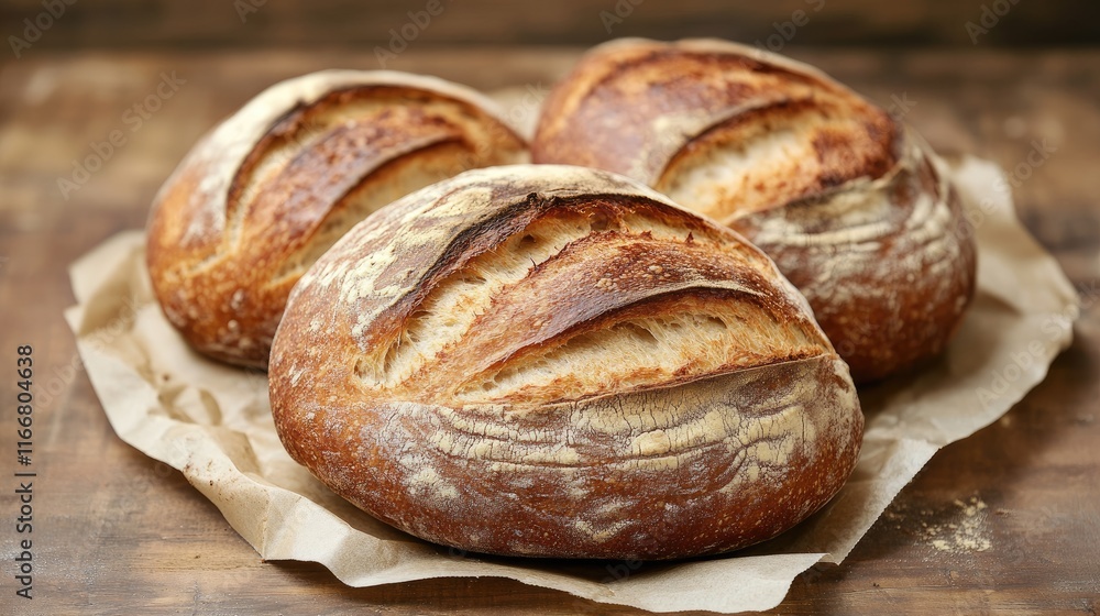 Artisan Bread Loaves Arranged on Rustic Wooden Table with Natural Texture and Ample Copy Space for Culinary Themed Design or Promotion Artisan Bread Loaves Arranged on Rustic Wooden Table with Natural Texture and Ample Copy Space for Culinary Themed Design or Promotion
