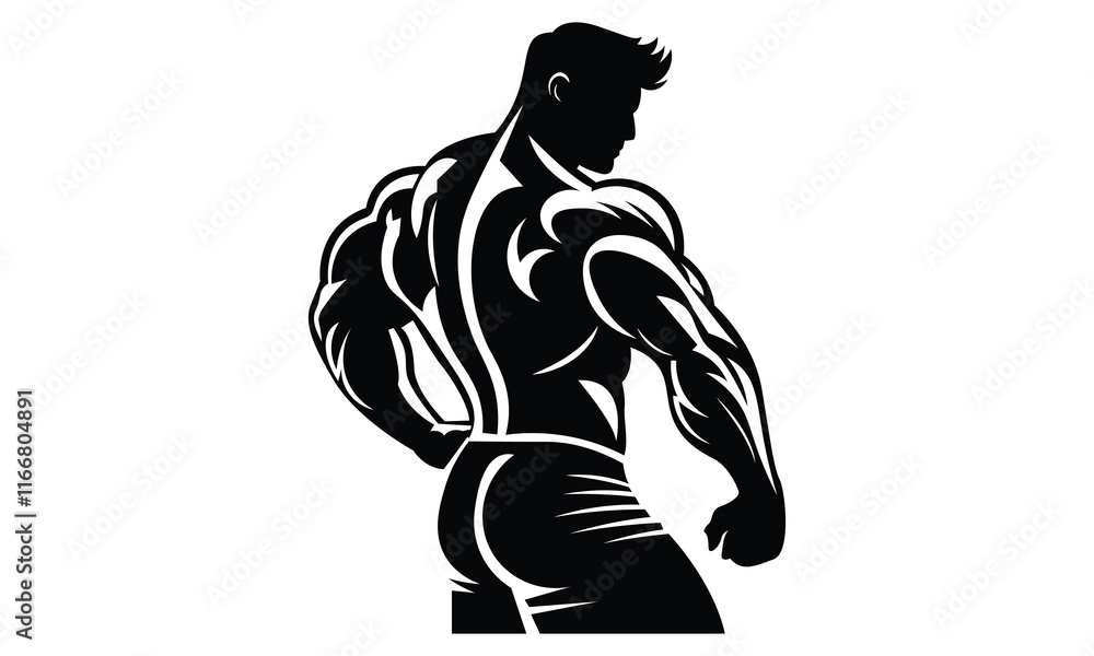 Fototapeta premium Premium Body builder Black white Silhouette
