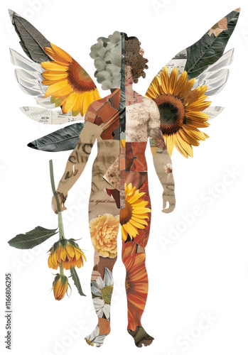 PNG Sunflower Collage cupid sunflower pattern collage.