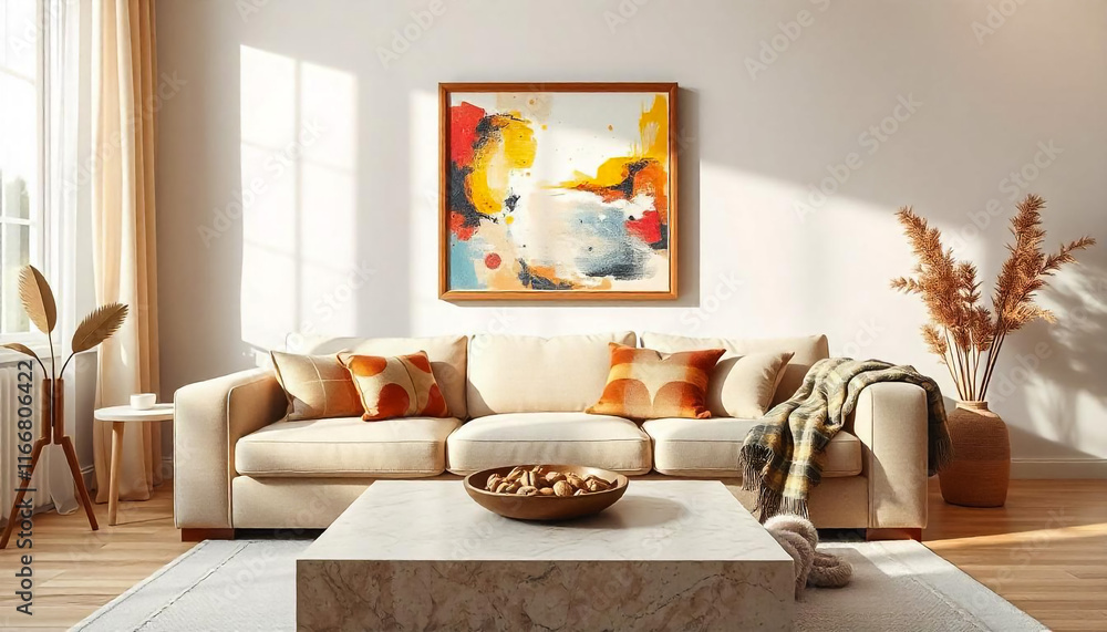 Fototapeta premium Interior living room. 3d illustration