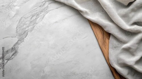 Wallpaper Mural Gray marble tabletop with linen cloth and wood texture background perfect for stylish product display and photography shoots Torontodigital.ca