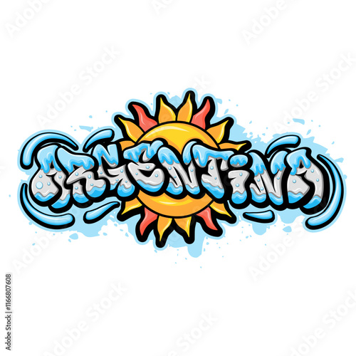 argentina country flag in graffiti art style