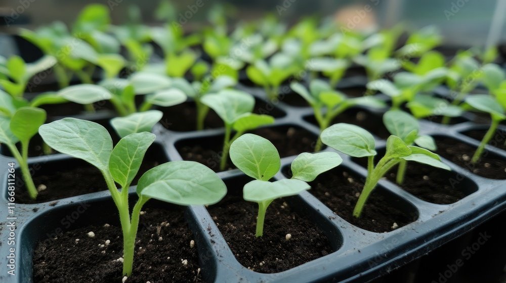 Growing vegetable seedlings in a planter on a sunny day in a vibrant vegetable garden setting. Nurturing plants for sustainable gardening. Growing vegetable seedlings in a planter on a sunny day in a vibrant vegetable garden setting. Nurturing plants for sustainable gardening.