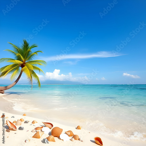 Palm trees on beach.