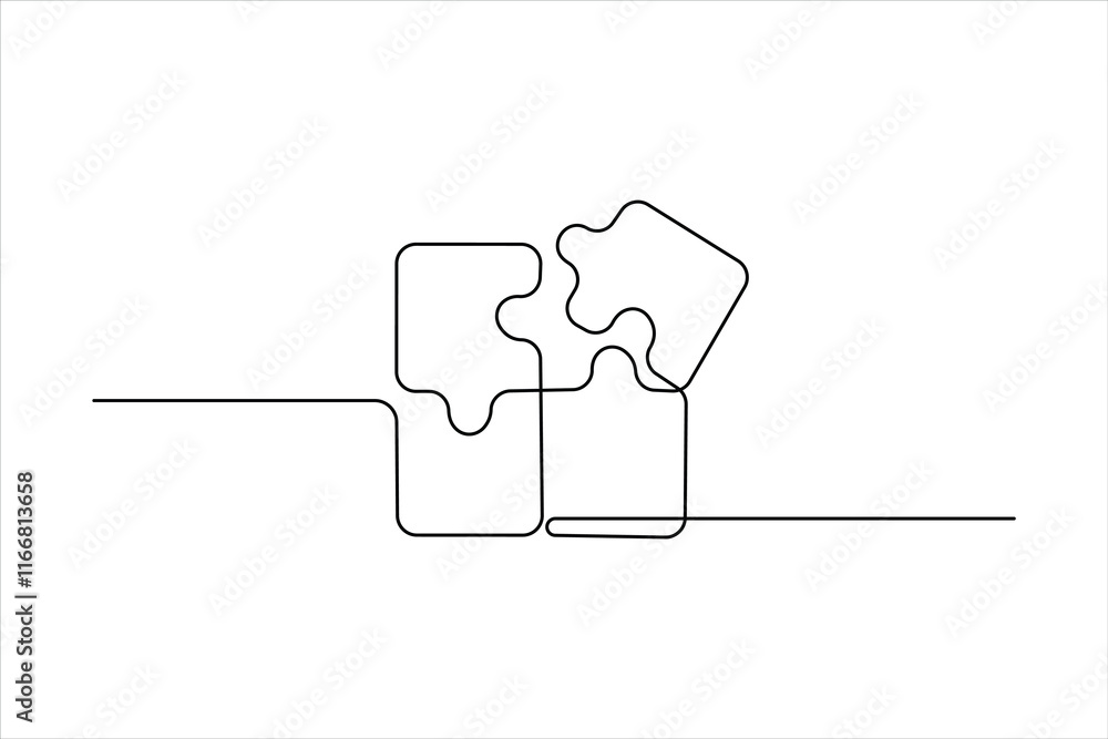puzzle vector illustration of continuous one line art design puzzle vector illustration of continuous one line art design