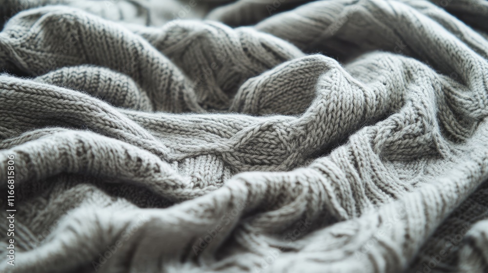 Cozy Gray Knitted Plaid Blanket Texture Soft Warm Background for Home Decor Cozy Gray Knitted Plaid Blanket Texture Soft Warm Background for Home Decor