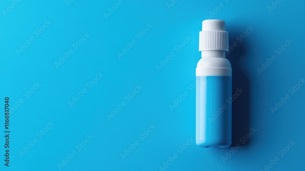 Inhaler on Blue Background Medication for Asthma and Respiratory Relief Healthcare Concept Inhaler on Blue Background Medication for Asthma and Respiratory Relief Healthcare Concept