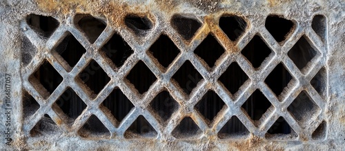 Contaminated air ventilation grill with dusty filter close up highlighting the importance of cleaning to prevent allergies and respiratory problems photo