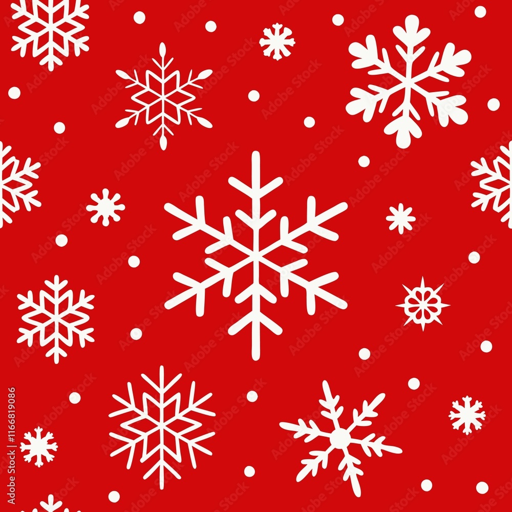 Snowflakes pattern. Christmas falling snowflake on red backdrop. Winter holiday snow seamless vector background. Winter holiday snow seamless wallpaper or backdrop for greeting card, Snowflakes pattern. Christmas falling snowflake on red backdrop. Winter holiday snow seamless vector background. Winter holiday snow seamless wallpaper or backdrop for greeting card,