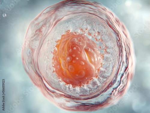 Obraz na płótnie Close-up view of a human egg cell, showcasing its delicate structure and vibrant colors. w salonie