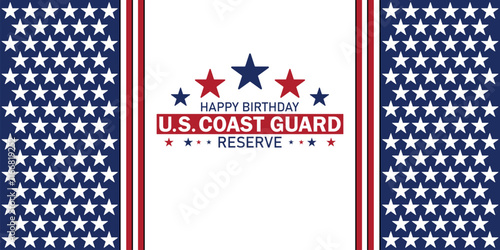 Happy Birthday US Coast Guard Reserve wallpaper with shapes and typography, banner, card, poster, template. Happy Birthday US Coast Guard Reserve, Modern background