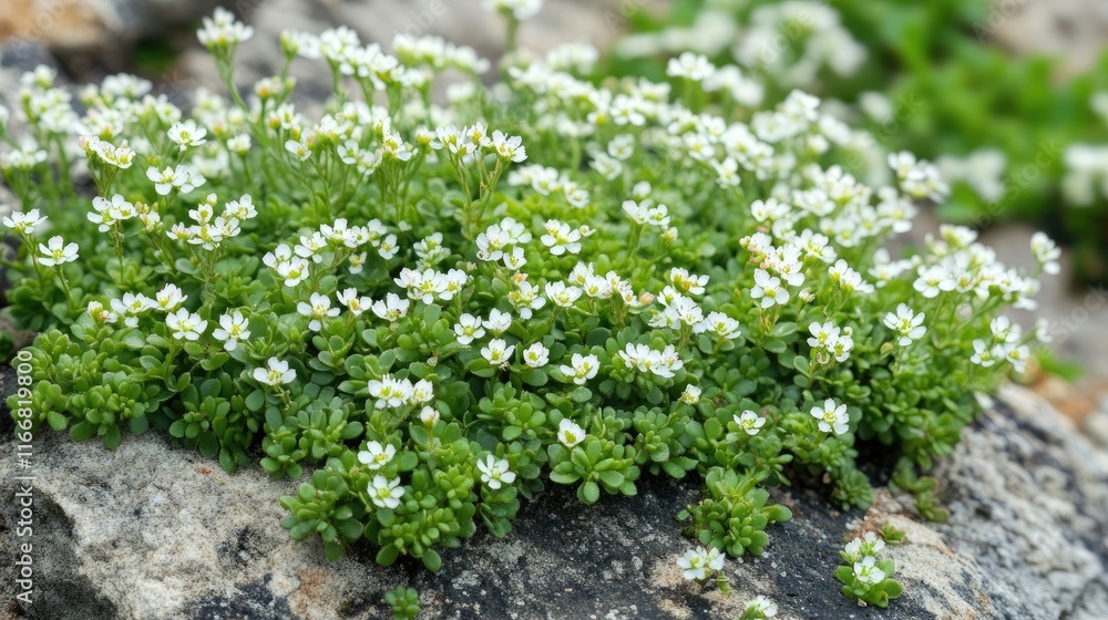 Rock samphire Crithmum maritimum flowering succulent plants in natural setting with selective focus for nature and design inspiration Rock samphire Crithmum maritimum flowering succulent plants in natural setting with selective focus for nature and design inspiration
