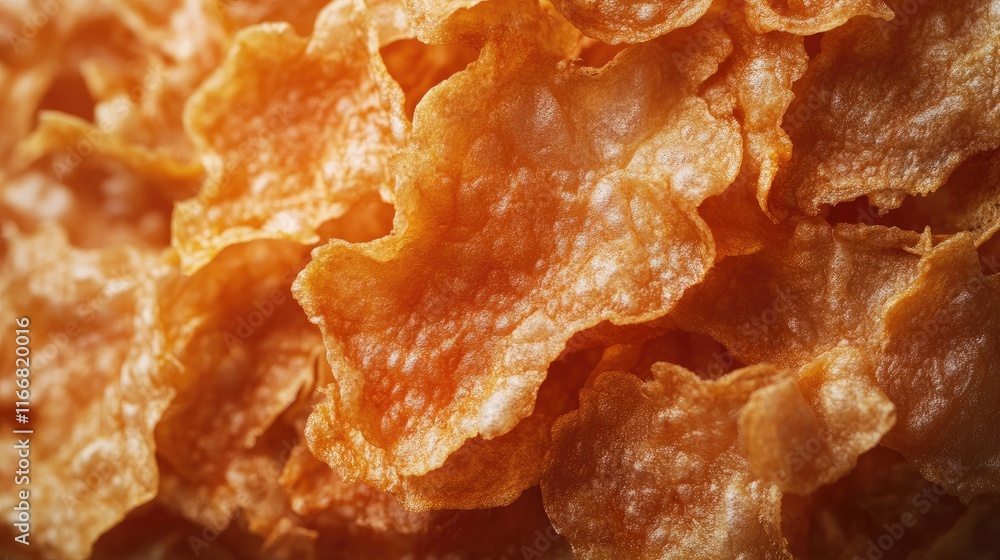 Crispy golden fried pork skin snack close-up with rich texture and appetizing appearance ideal for food photography and culinary presentations Crispy golden fried pork skin snack close-up with rich texture and appetizing appearance ideal for food photography and culinary presentations