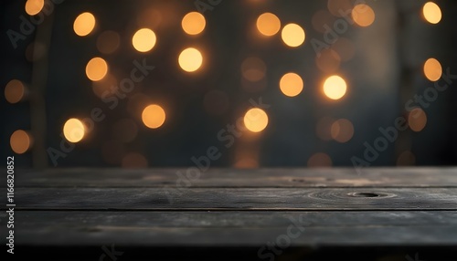 Bokeh wooden bright dark table background festive blur party abstract product display celebration gold night lights empty wood design bar blurry montage christmas shiny