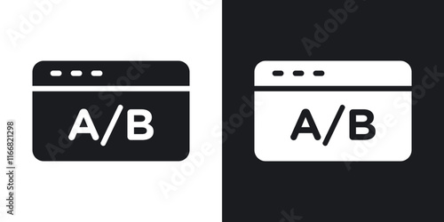 A B test icons in solid black and white colors