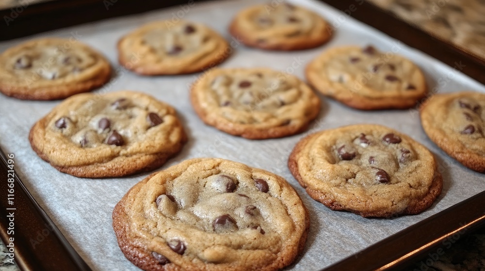Lactose Free Chocolate Chip Cookies Freshly Baked on a Baking Tray Ready for Serving Lactose Free Chocolate Chip Cookies Freshly Baked on a Baking Tray Ready for Serving