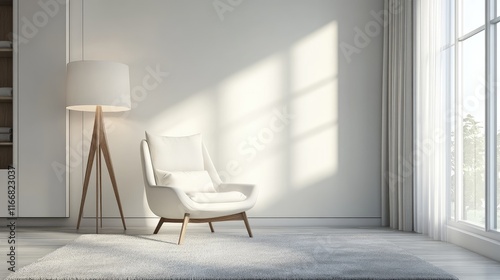 Stylish Lamp and Chair Ensemble in a Bright and Airy Modern Dressing Room Space
