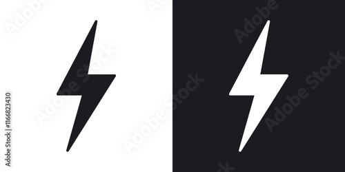 Electricity icons in solid black and white colors