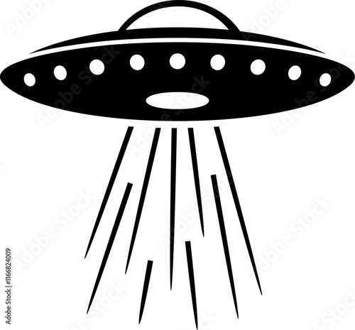 Flying saucer logo. Isolated flying saucer on white background