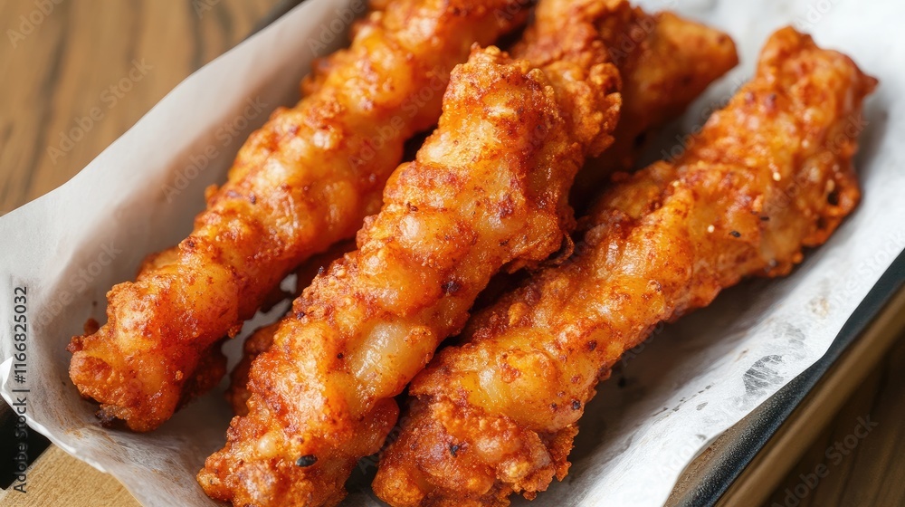 Delicious crispy spicy pork feet served on a platter garnished for an appetizing culinary experience Delicious crispy spicy pork feet served on a platter garnished for an appetizing culinary experience
