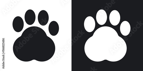 Paw icons in solid black and white colors