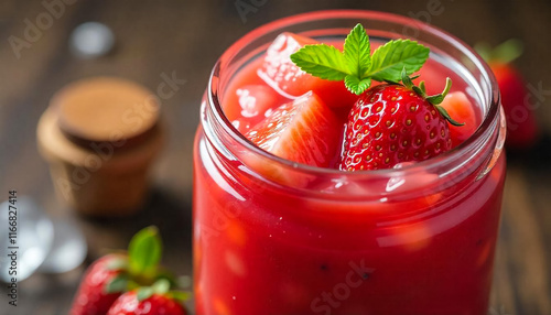 Wallpaper Mural Strawberry smoothie or milkshake in a jar on white background, healthy food for breakfast and snack Torontodigital.ca