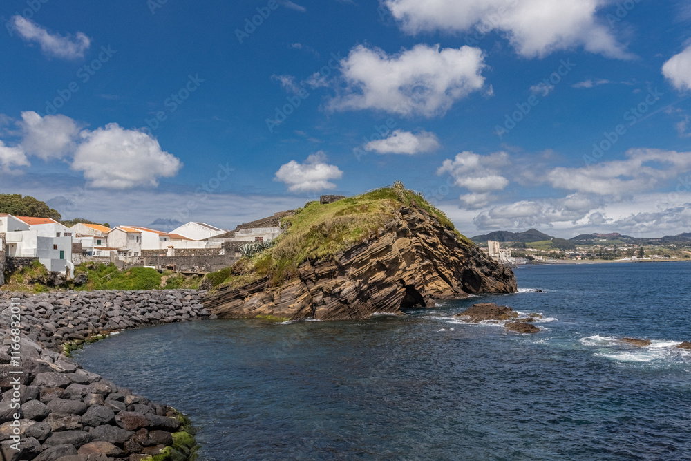 Obraz premium San Roque cliff in the ocean in Sao Roque town Azores San Miguel island Portugal